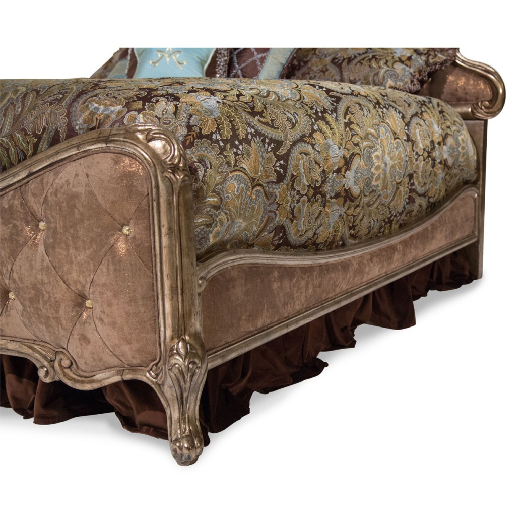 Cal King Panel Bed w/Brown Fabric Platine de Royale Collection By Michael Amini
