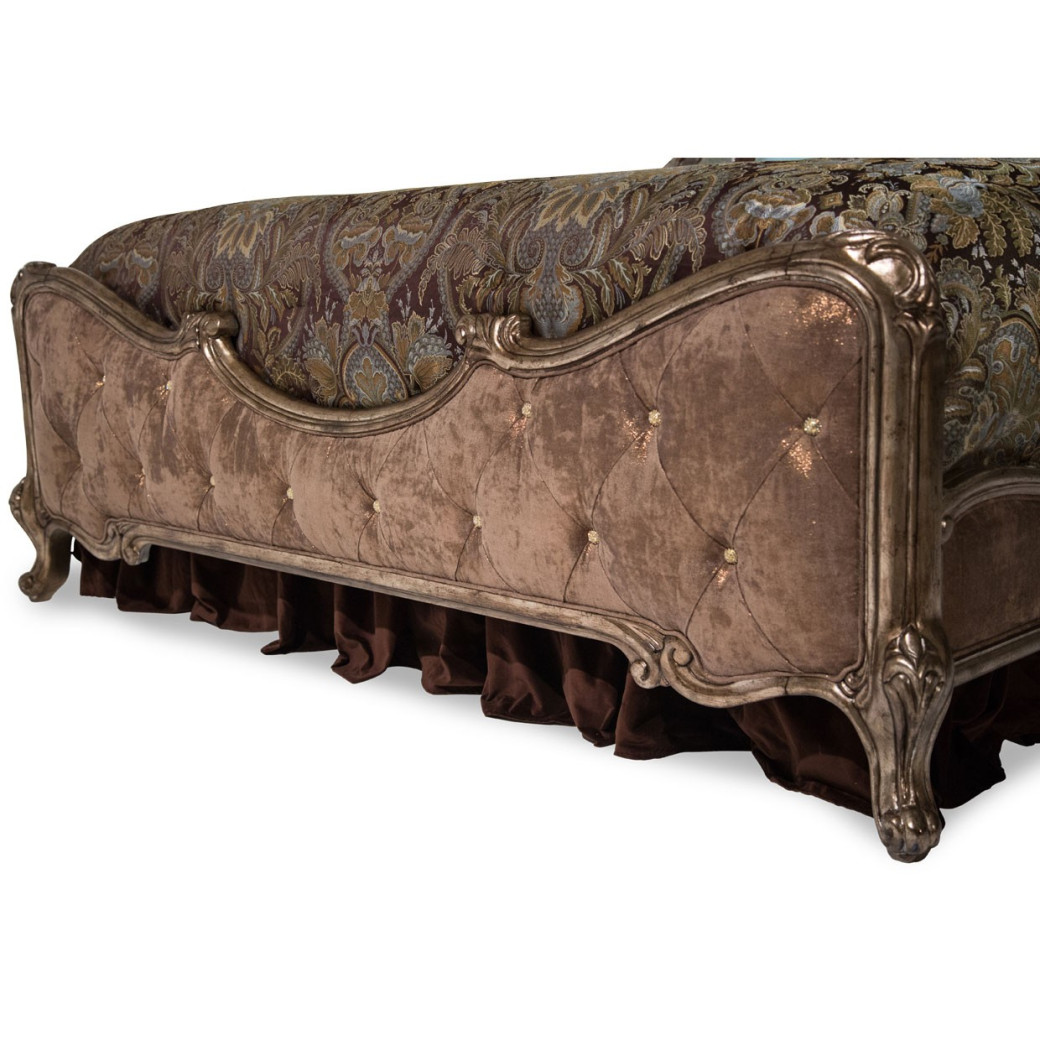 Cal King Panel Bed w/Brown Fabric Platine de Royale Collection By Michael Amini
