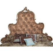 Cal King Panel Bed w/Brown Fabric Platine de Royale Collection By Michael Amini