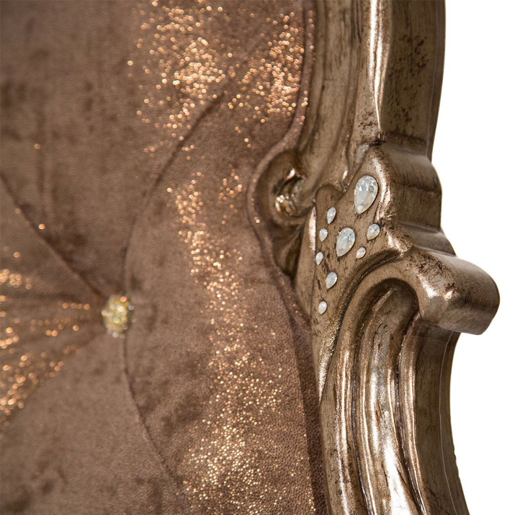 Cal King Panel Bed w/Brown Fabric Platine de Royale Collection By Michael Amini
