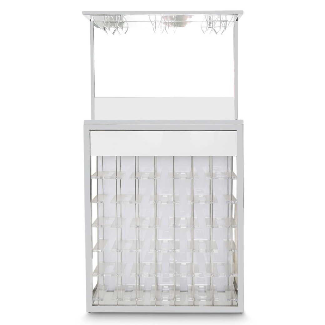 Wall Bar Glossy White State St. Collection By Michael Amini