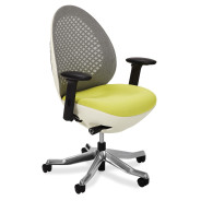 Linq Mid Back Chair-Snow finished body in Mustard fabric seat w/ Polished Aluminum base By Michael Amini