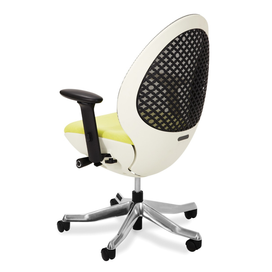 Linq Mid Back Chair-Snow finished body in Mustard fabric seat w/ Polished Aluminum base By Michael Amini