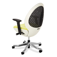 Linq Mid Back Chair-Snow finished body in Mustard fabric seat w/ Polished Aluminum base By Michael Amini
