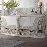 BD01248 White PU & Antique White Finish Bedroom Adara Collection By Acme Furniture