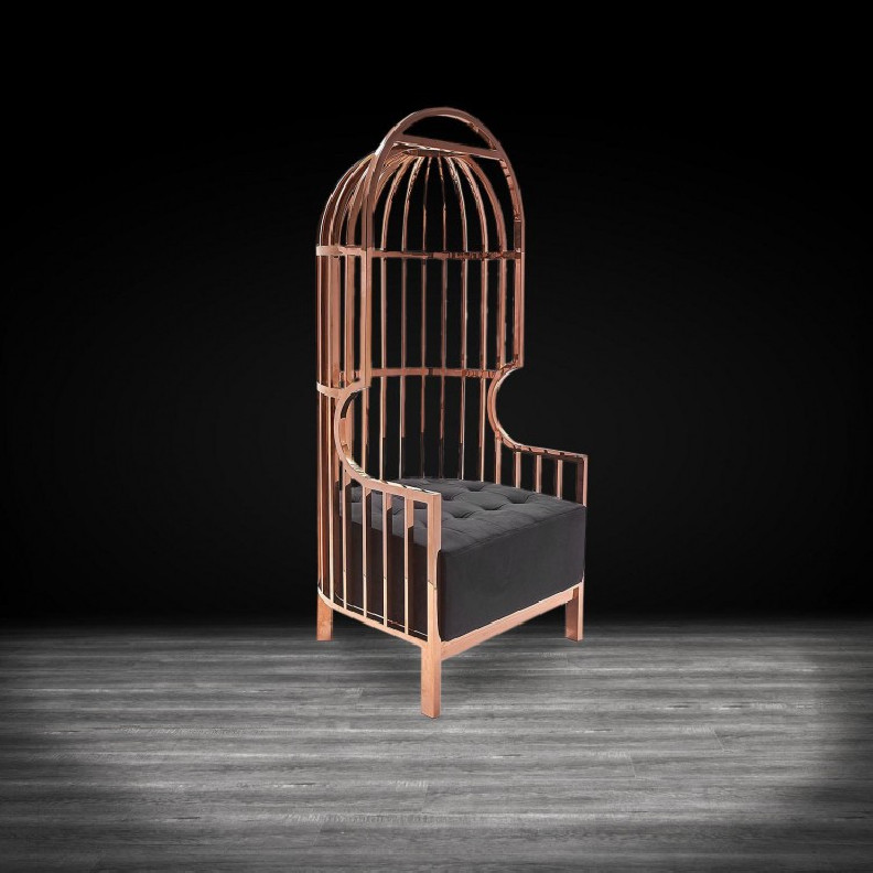 Cage Rose Gold Arm Chair | Black By Roberto Grassie