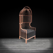 Cage Rose Gold Arm Chair | Black By Roberto Grassie