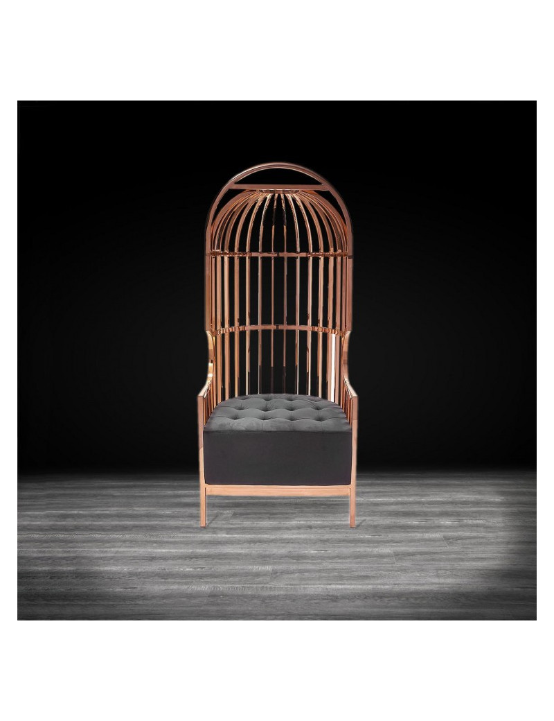 Cage Rose Gold Arm Chair | Black By Roberto Grassie