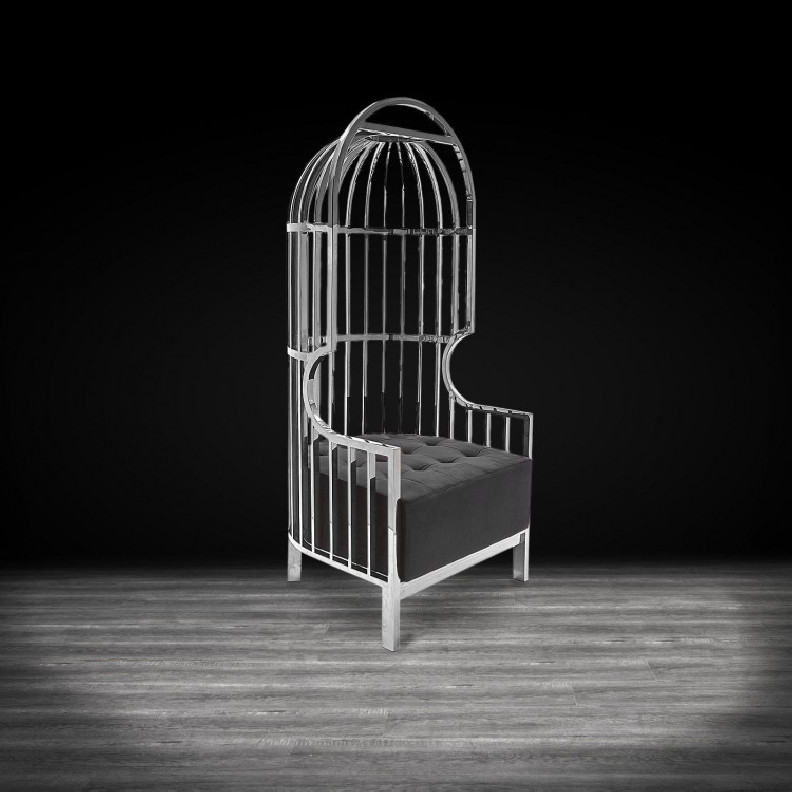 Cage Silver Arm Chair | Black By Roberto Grassie
