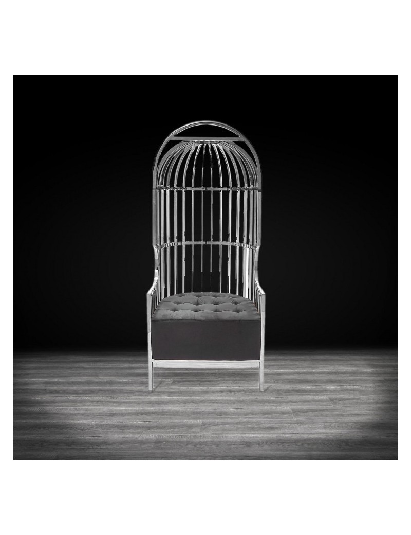 Cage Silver Arm Chair | Black By Roberto Grassie