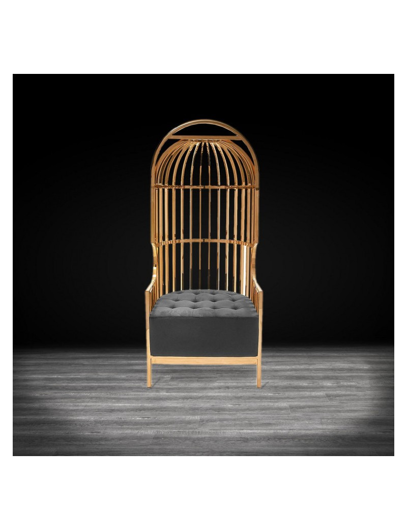 Cage Titanium Gold Arm Chair | Black By Roberto Grassie