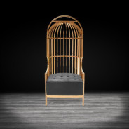 Cage Titanium Gold Arm Chair | Black By Roberto Grassie