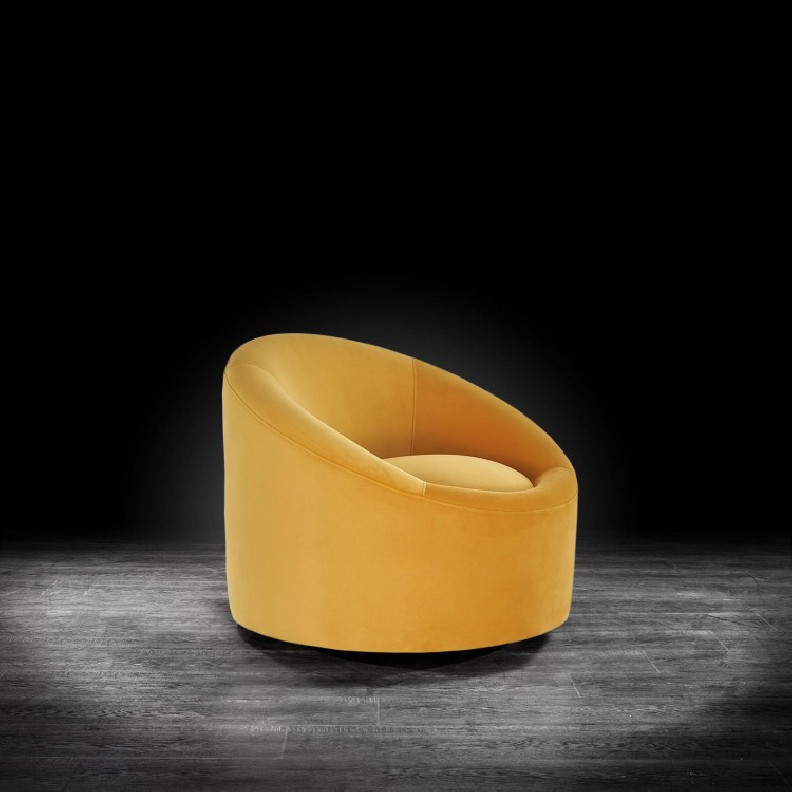 Luca Swivel Accent Chair | Orange Velvet By Roberto Grassie