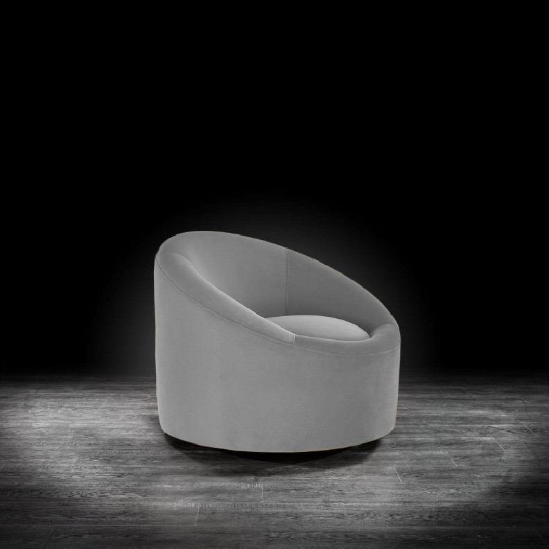 Luca Swivel Accent Chair | Gray Velvet By Roberto Grassie