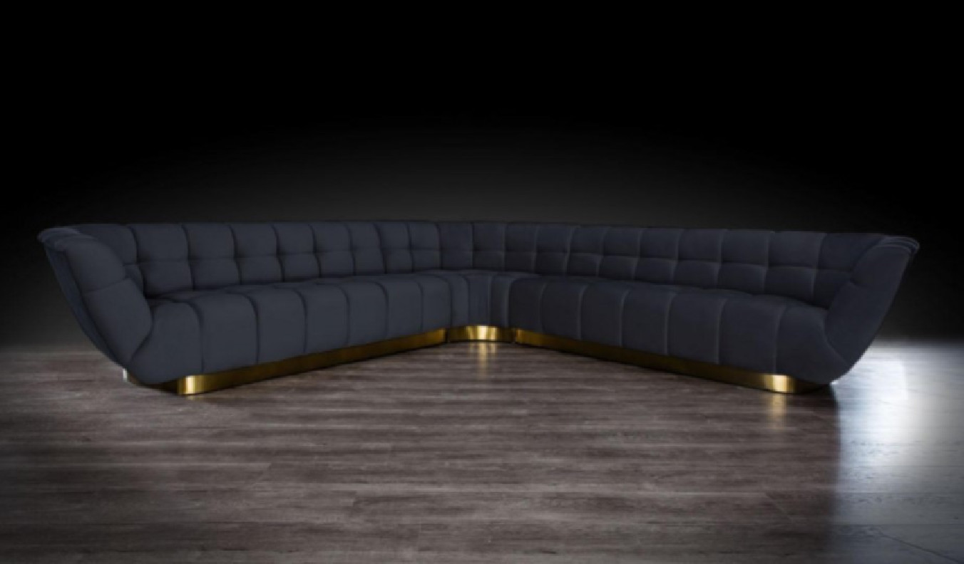 Vera Collection Sectional in gold & Black Modern elegant exclusive By Roberto Grassie