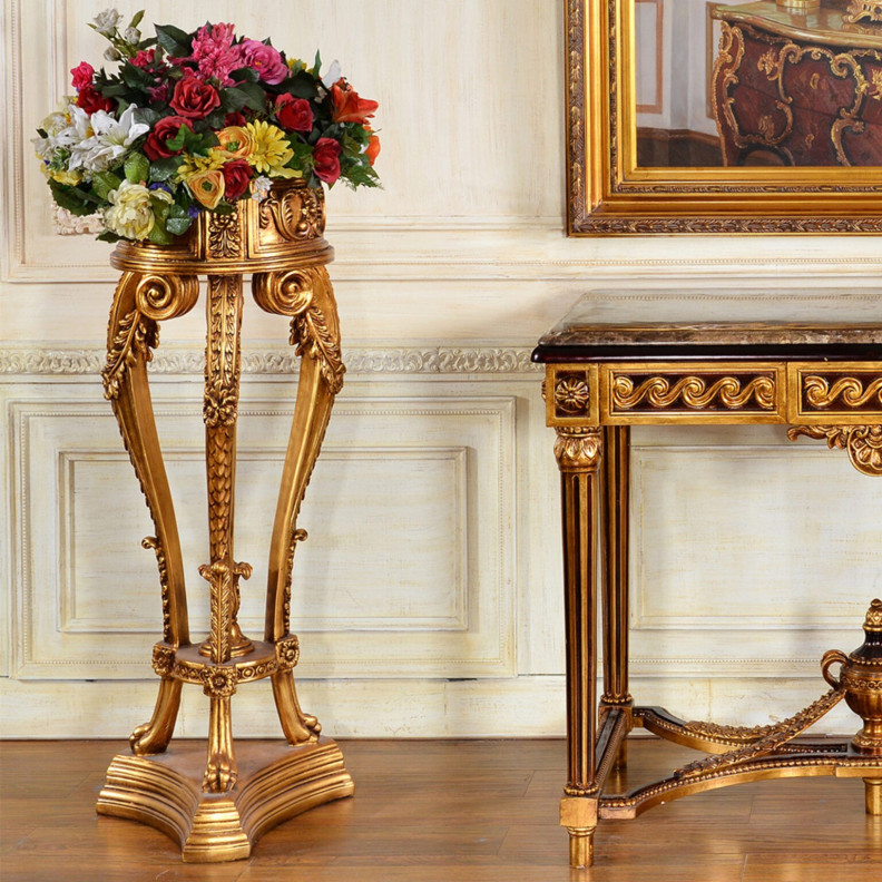 Antique Gold Pedestal By Infinity Furniture Import