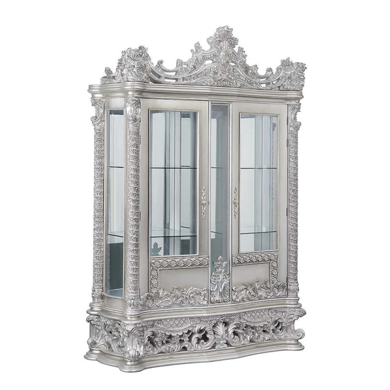 DN 00692 Lavish Classic Light Gold & Gray Finish Curio Valkyrie Collection by Acme Furniture
