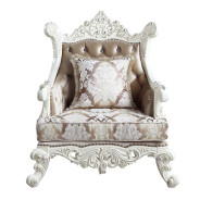LV00805 Accent Chair Fabric & Antique White Finish Vanaheim Collection By Acme Furniture