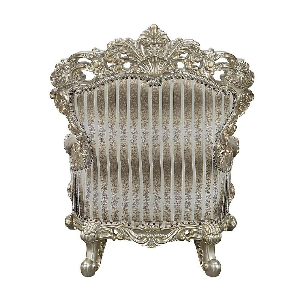 LV01207 Chair W/2 Pillows Velvet, Fabric & Antique Gold Finish Sorina Collection By Acme Furniture