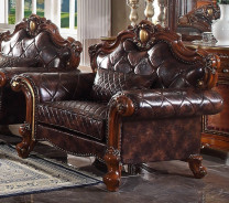 58222 Accent Chair PU & Honey Oak Picardy  Collection by Acme Furniture