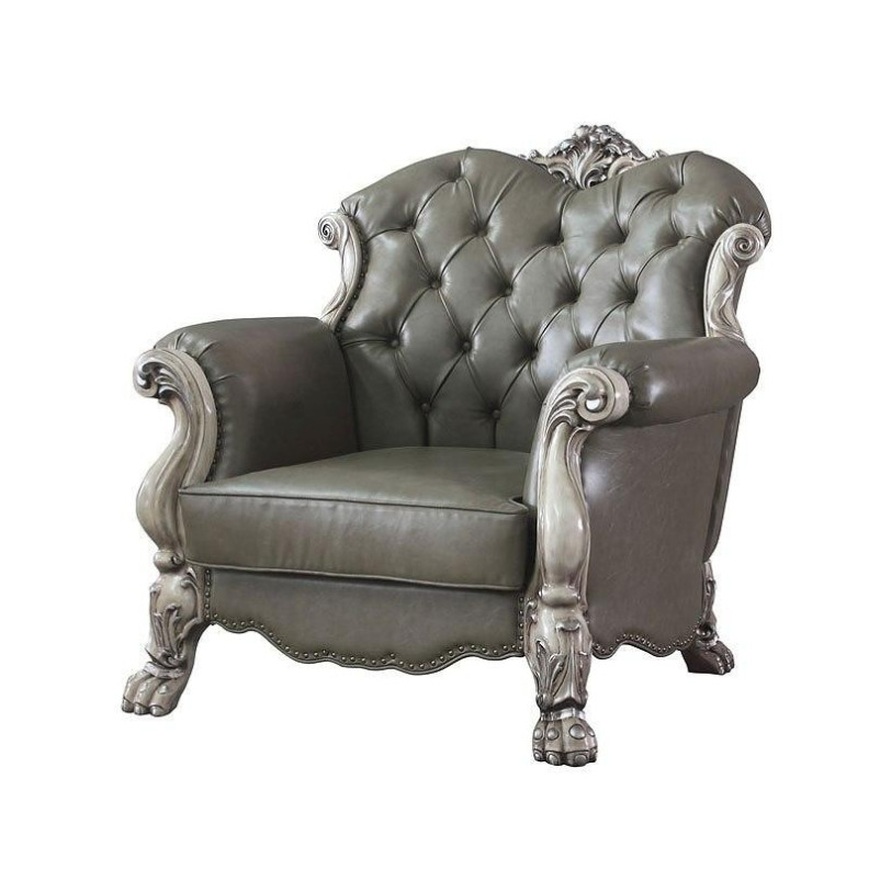 58177 Chair PU & Bone white Finish Dresden Collection By Acme Furniture