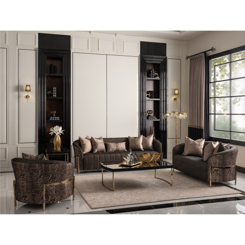 LFR-LSBN815-ONX-806 Lisbon Onyx Gold Sofa By Michael Amini
