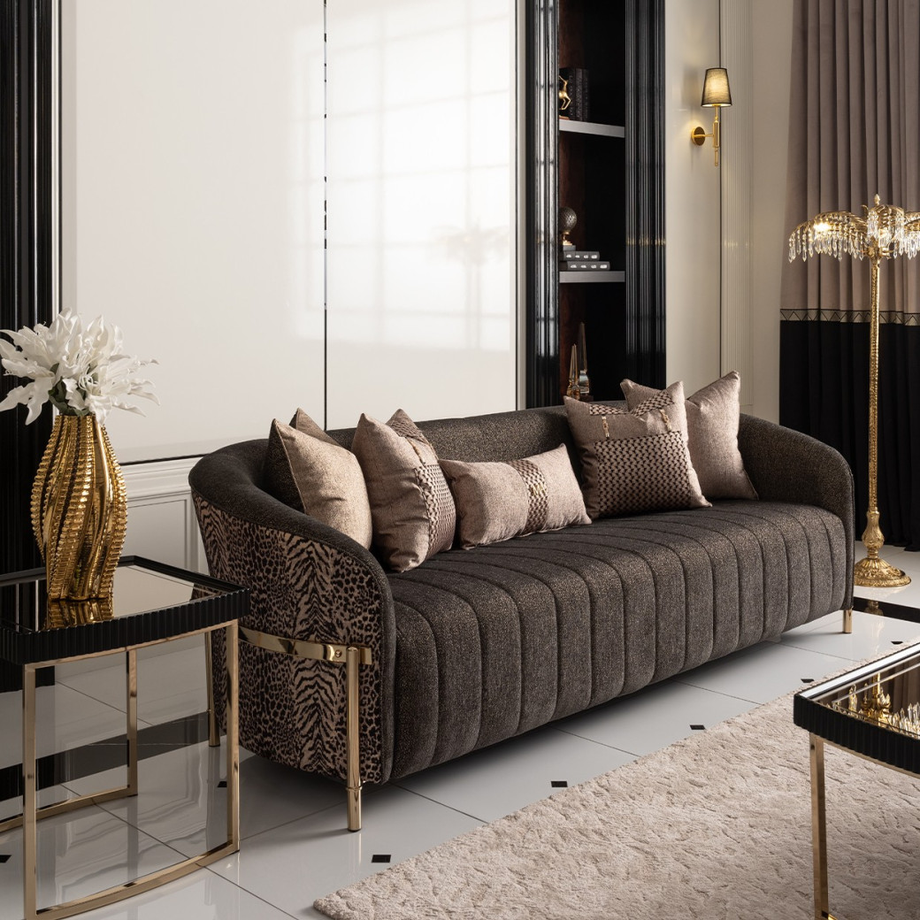 LFR-LSBN815-ONX-806 Lisbon Onyx Gold Sofa By Michael Amini
