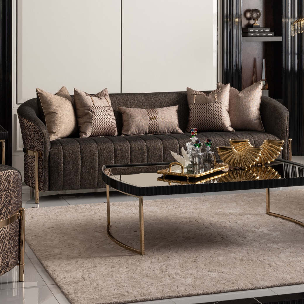 LFR-LSBN815-ONX-806 Lisbon Onyx Gold Sofa By Michael Amini