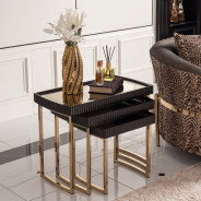 LFR-LSBN224-826 Nesting Tables Silken Matte Black Lisbon Collection By Michael Amini