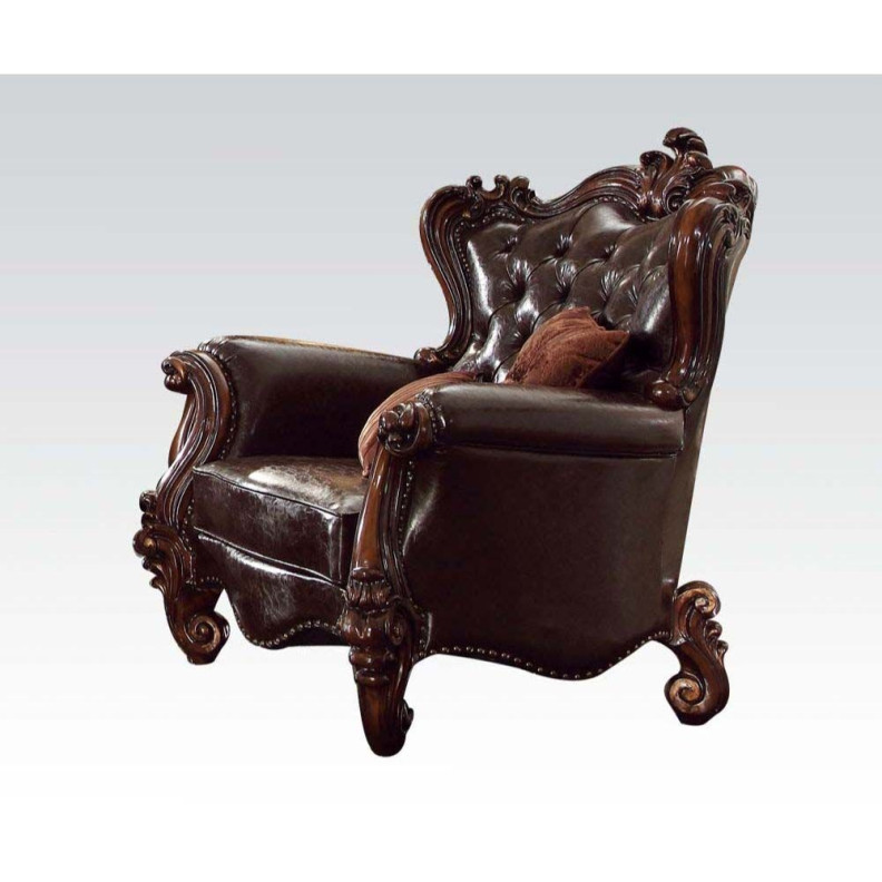 52122 Accent Chair Dark Brown & Cherry Finish Versailles Collection By Acme Furniture