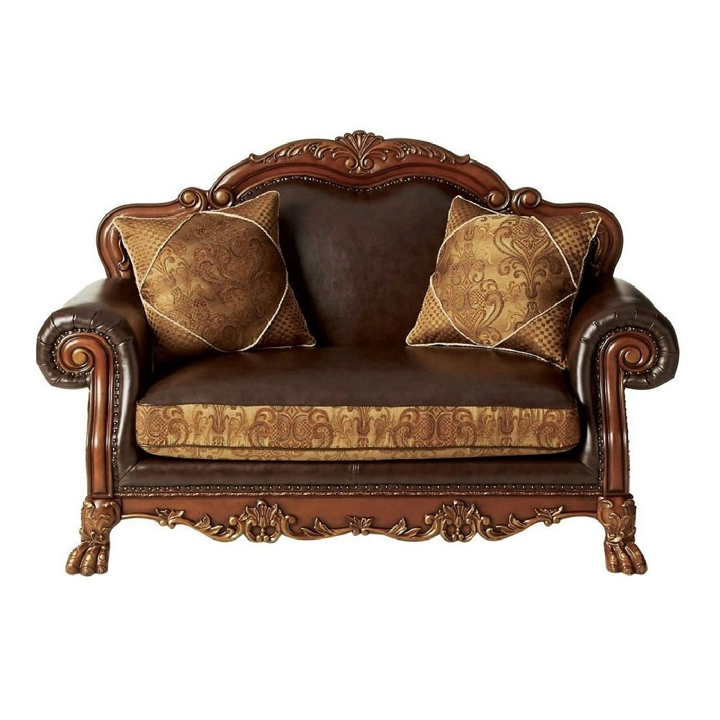15162 Accent Chair Brown PU & Cherry Finish Dresden Collection By Acme Furniture