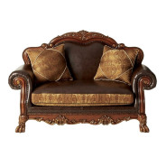 15162 Accent Chair Brown PU & Cherry Finish Dresden Collection By Acme Furniture