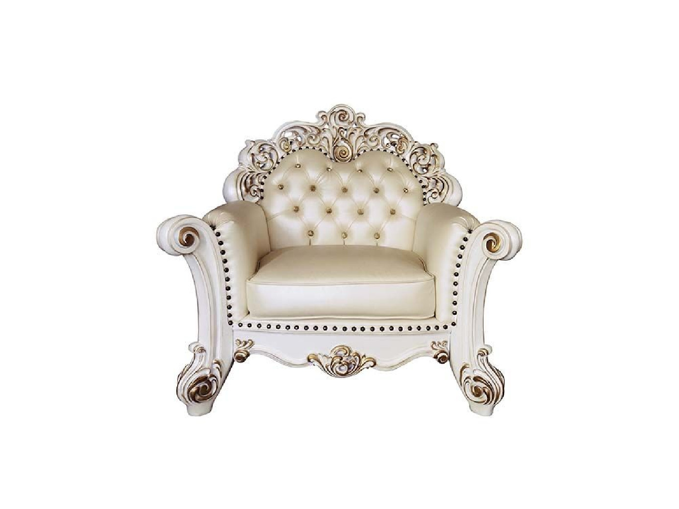 LV01326 Accent Chair Champagne PU & Antique Pearl Vendome Collection By Acme Furniture
