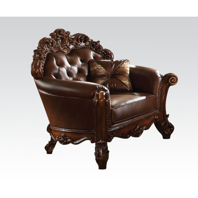 52003 Cherry PU & Cherry Finish Accent Chair Vendome Collection By Acme Furniture