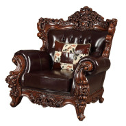 53072 Accent Chair Espresso Top Grain Leather/ Walnut Finish Forsythia Collection By Acme Furniture