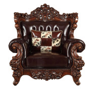 53072 Accent Chair Espresso Top Grain Leather/ Walnut Finish Forsythia Collection By Acme Furniture
