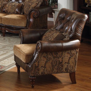 05497 Accent Chair Brown PU & Chenille Dreena Collection By Acme Furniture