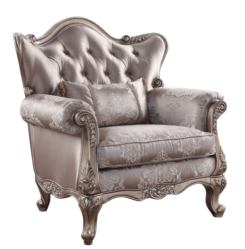 54867  Fabric & Champagne Finish Accent Chair Jayceon Collection By Acme Furniture