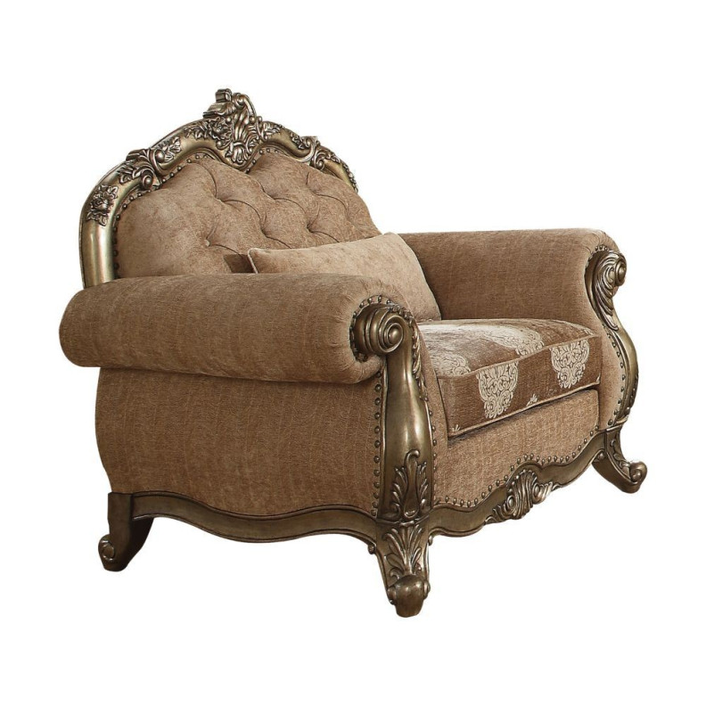 56032 Fabric / Vintage Oak Finish Accent Chair Ragenardus Collection By Acme Furniture