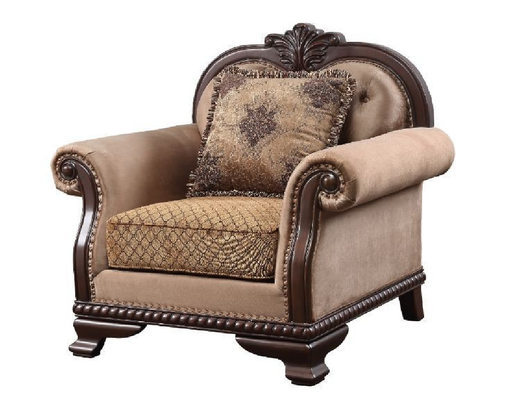 58267 Fabric & Espresso Finish Accent Chair Chateau de Ville Collection By Acme Furniture