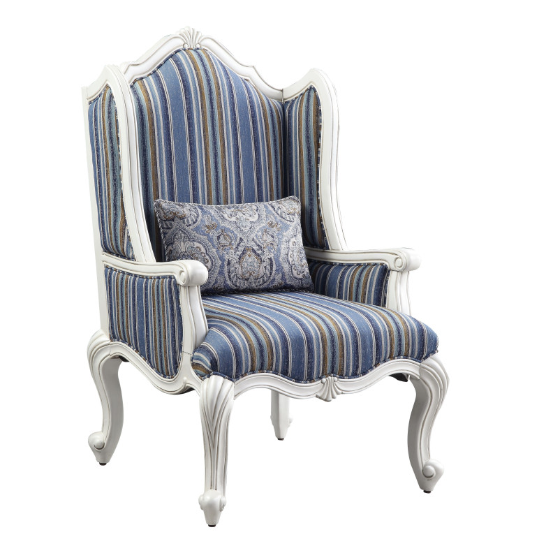 54312 Fabric & White Finish Accent Chair Ciddrenar Collection By Acme Furniture