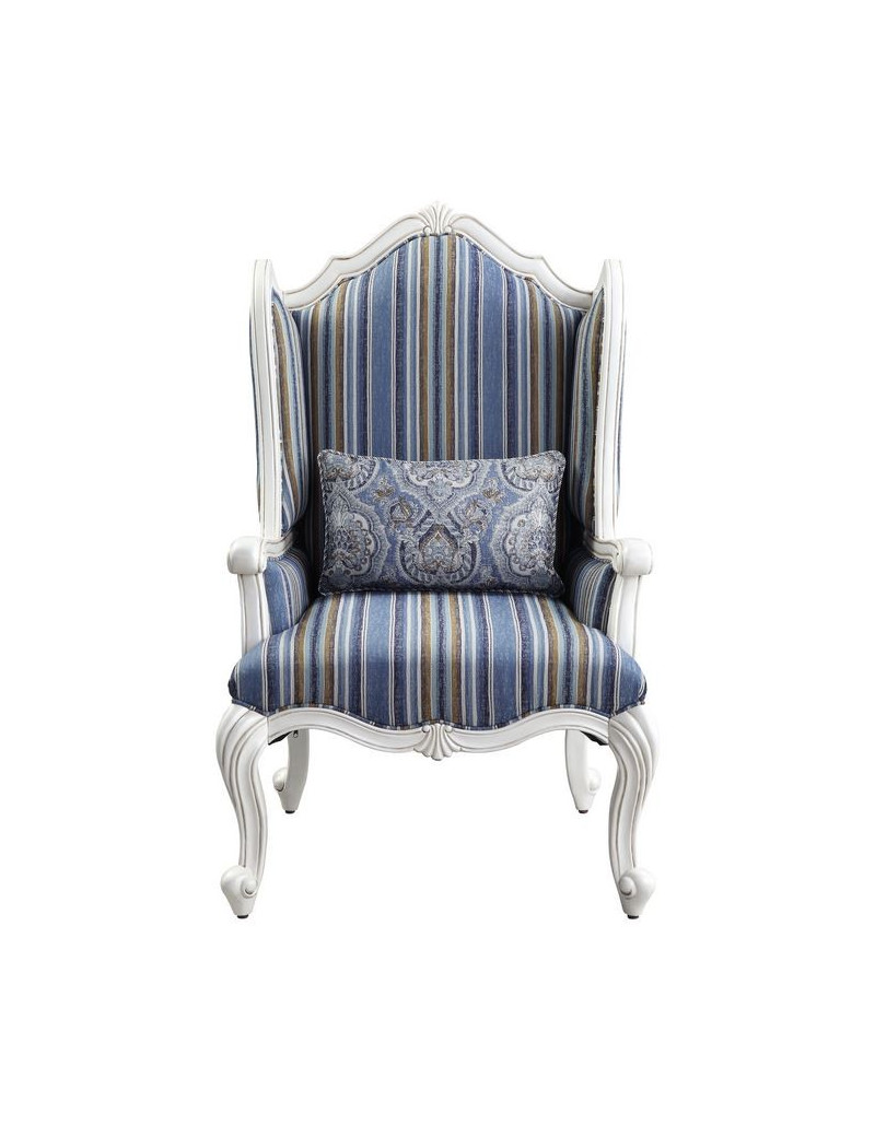 54312 Fabric & White Finish Accent Chair Ciddrenar Collection By Acme Furniture