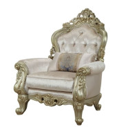 52442 Antique White Finish/ Cream Fabric Accent Chair Grossed Collection by Acme Furniture