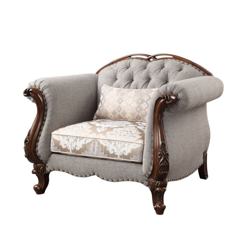 55367 Accent Chair Fabric & Cherry Finish Miyeon Collection by Acme Furniture