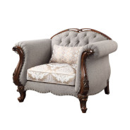 55367 Accent Chair Fabric & Cherry Finish Miyeon Collection by Acme Furniture