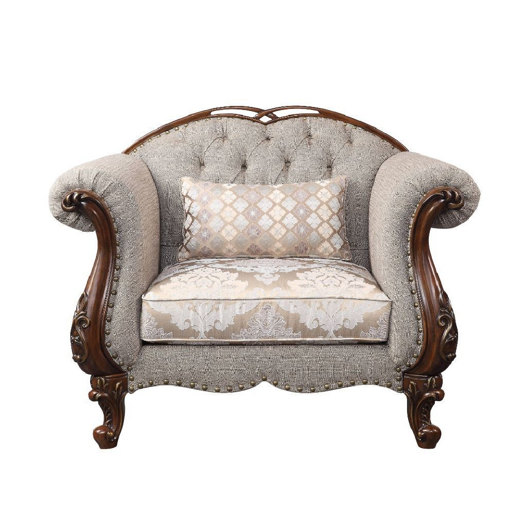 55367 Accent Chair Fabric & Cherry Finish Miyeon Collection by Acme Furniture