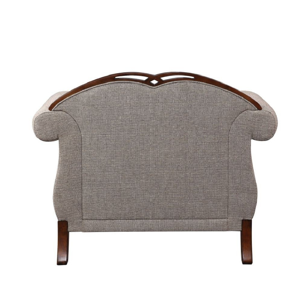 55367 Accent Chair Fabric & Cherry Finish Miyeon Collection by Acme Furniture