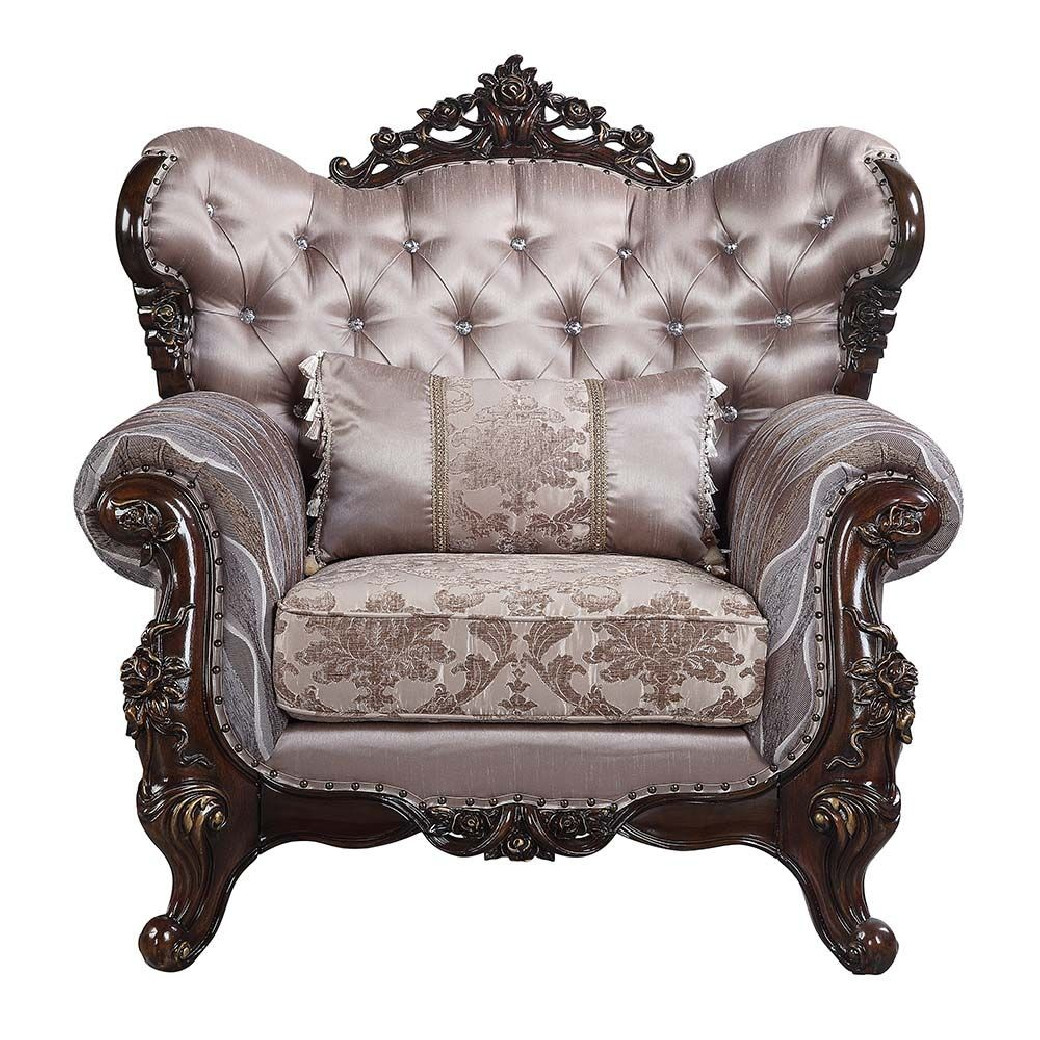 LV00811Fabric & Antique Oak Finish Living Room Benbek Collection BY Acme Furniture