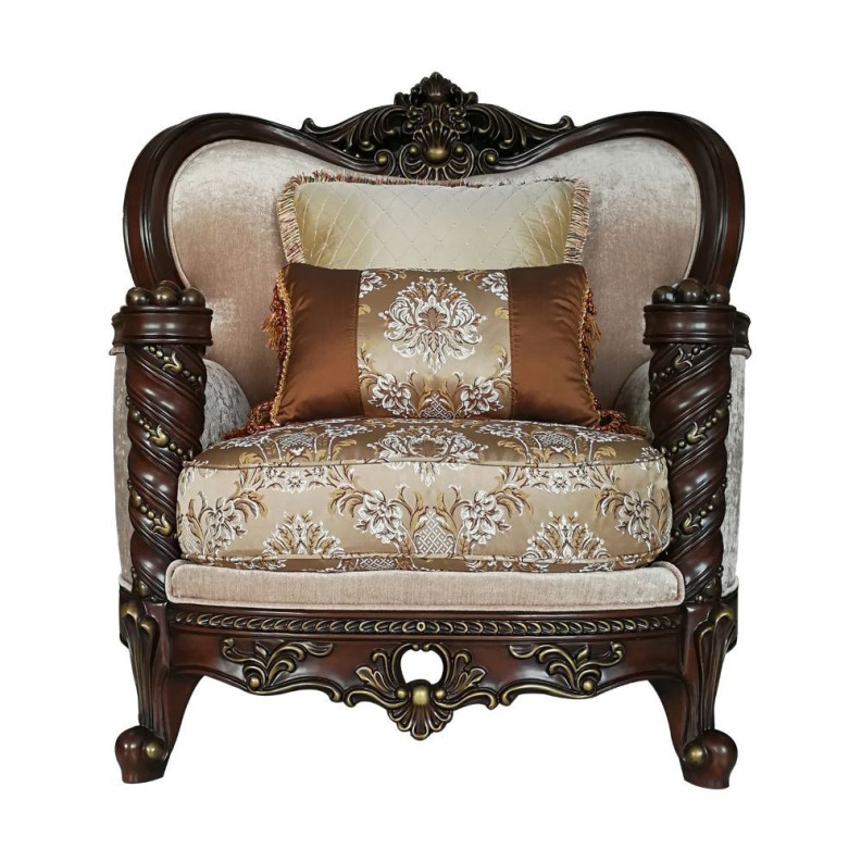 50687 Fabric Dark Walnut Finish Accent Chair Devayne Collection By Acme Furniture
