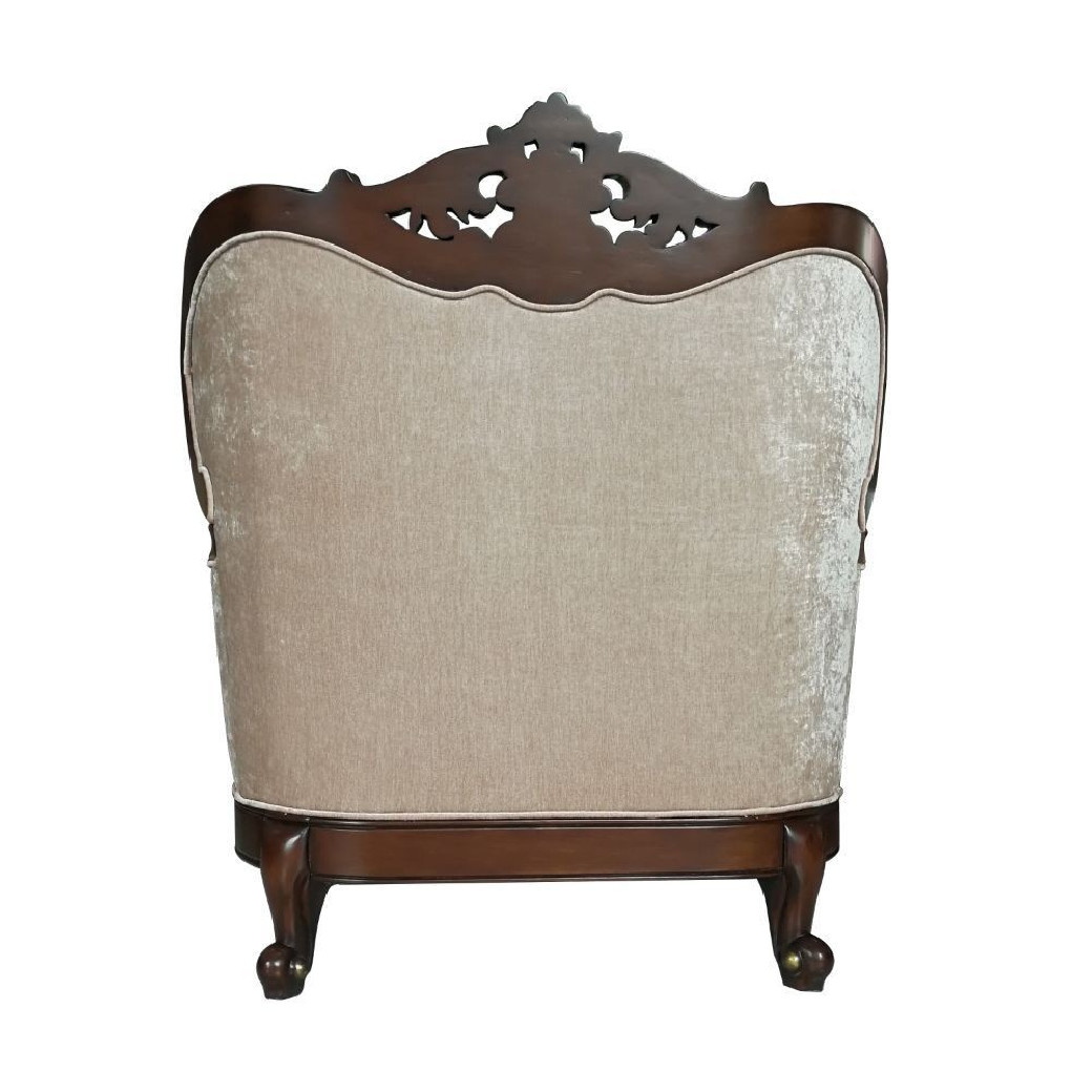 50687 Fabric Dark Walnut Finish Accent Chair Devayne Collection By Acme Furniture